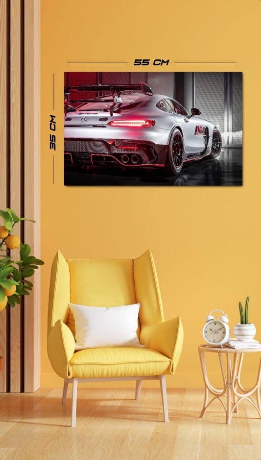 LED Car Wall Poster – AMG Edition (55 x 35 CM)