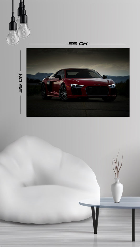 LED Car Wall Poster – Audi R8 Sunset Edition (55 x 35 CM)